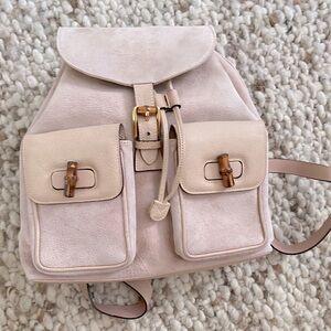 Vintage Gucci Suede Mini Backpack with Bamboo Accents 💖